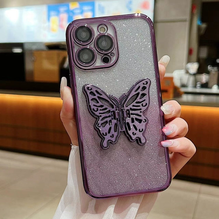 Electroplated Gradient Glitter 3D Butterfly TPU Phone Case, Series 4