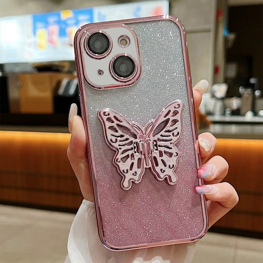 Electroplated Gradient Glitter 3D Butterfly TPU Phone Case, Series 5