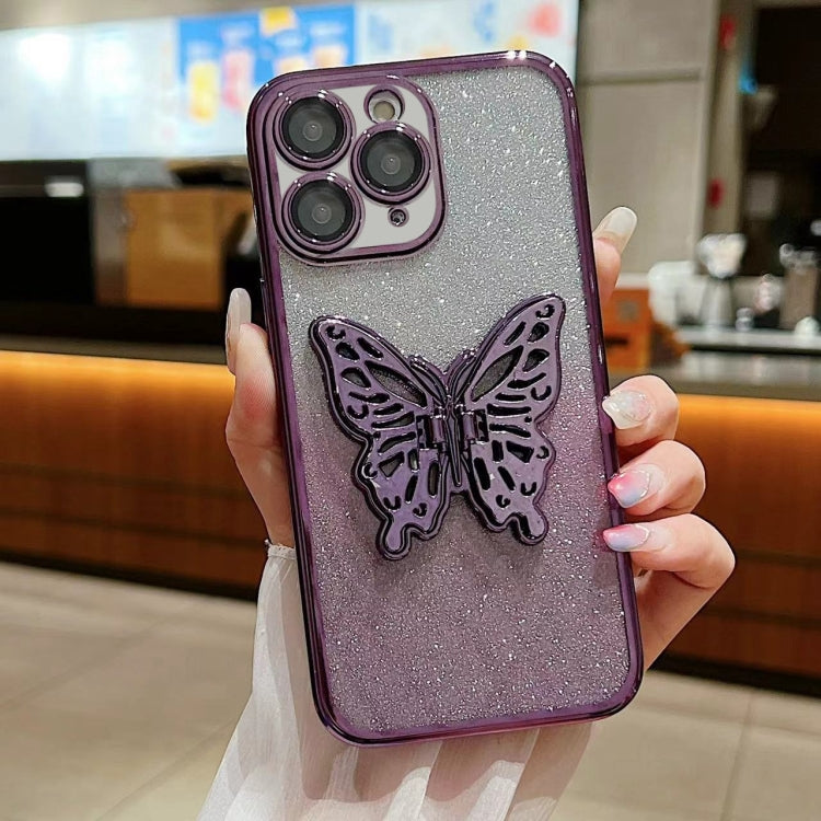 Electroplated Gradient Glitter 3D Butterfly TPU Phone Case, Series 3