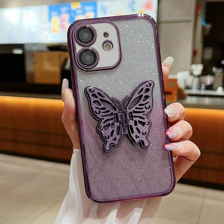 Electroplated Gradient Glitter 3D Butterfly TPU Phone Case, Series 1