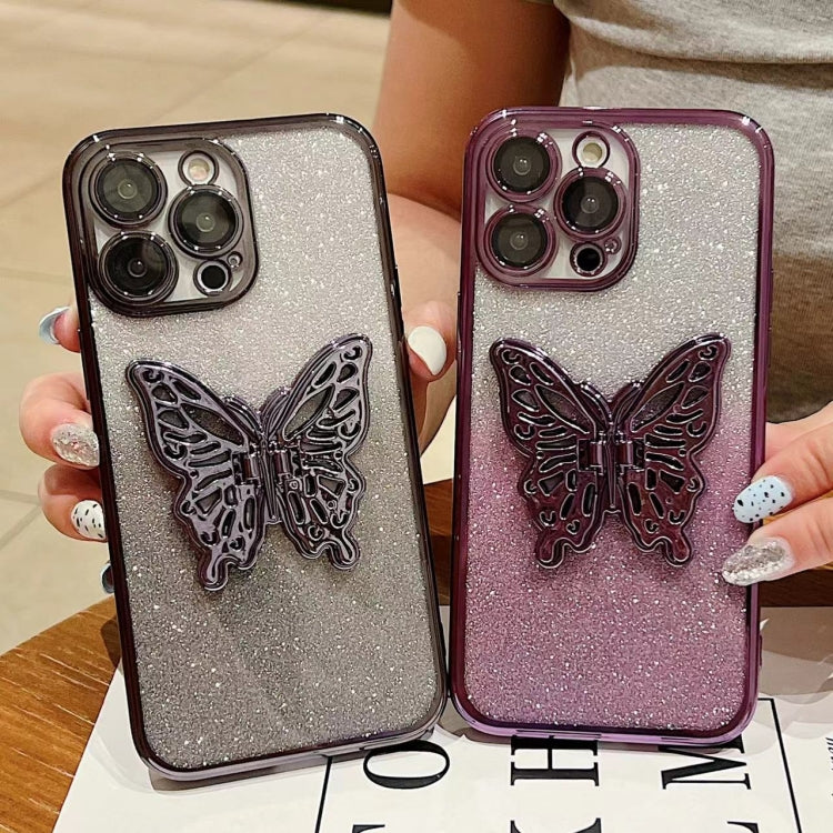 Electroplated Gradient Glitter 3D Butterfly TPU Phone Case, Series 1