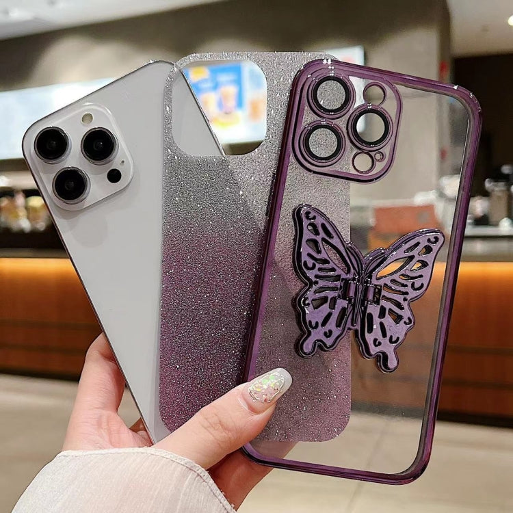 Electroplated Gradient Glitter 3D Butterfly TPU Phone Case, Series 1