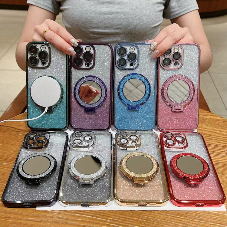 Plated Mirror Holder Gradient Glitter MagSafe Phone Case, Series 9