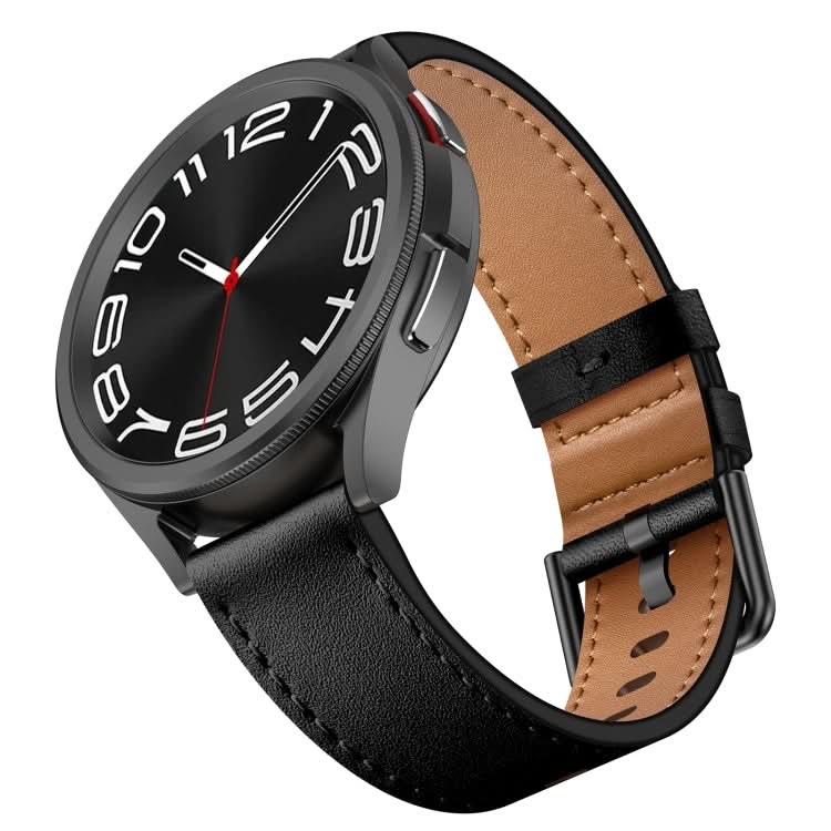 20mm Metal Button Switch Leather Watch Band