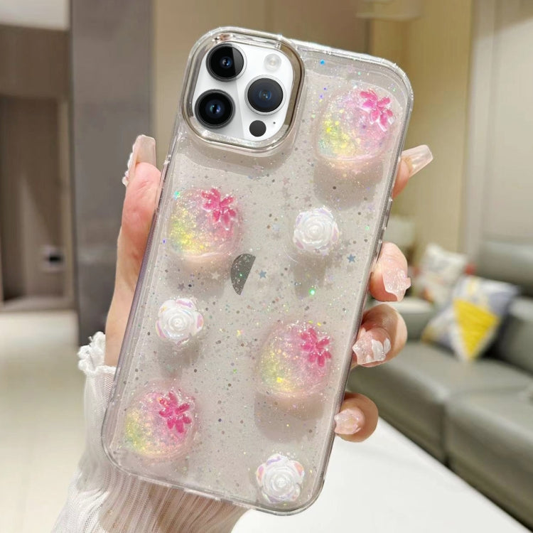 3D Flower Glitter Epoxy TPU Phone Case, Series 1