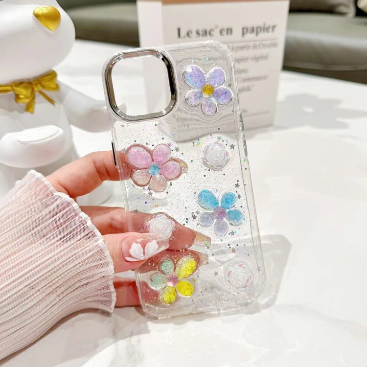 3D Flower Glitter Epoxy TPU Phone Case, Series 2