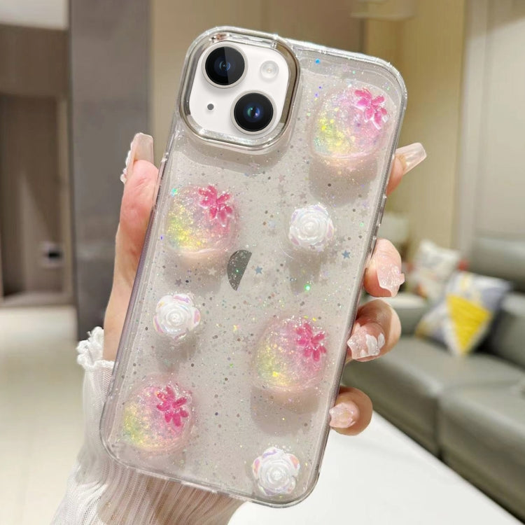 3D Flower Glitter Epoxy TPU Phone Case, Series 1