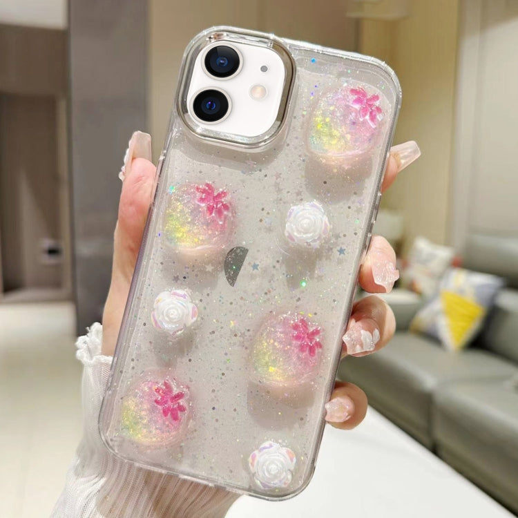 3D Flower Glitter Epoxy TPU Phone Case, Series 1