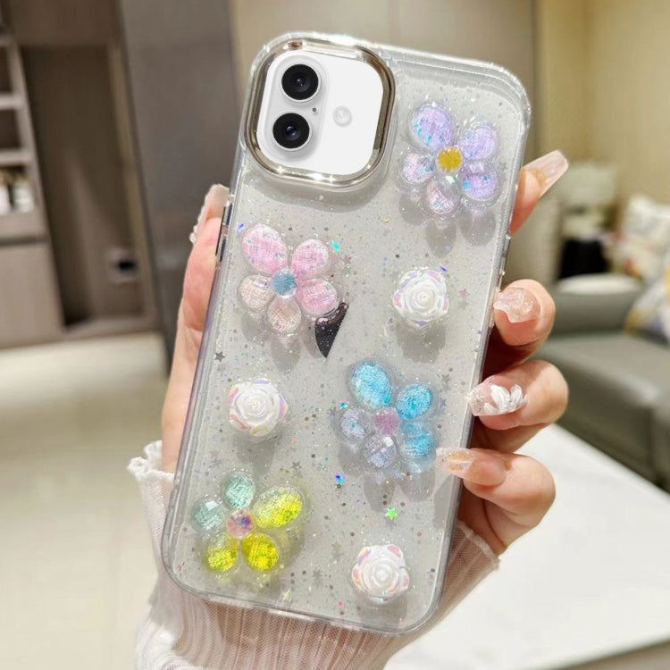 3D Flower Glitter Epoxy TPU Phone Case, Series 1