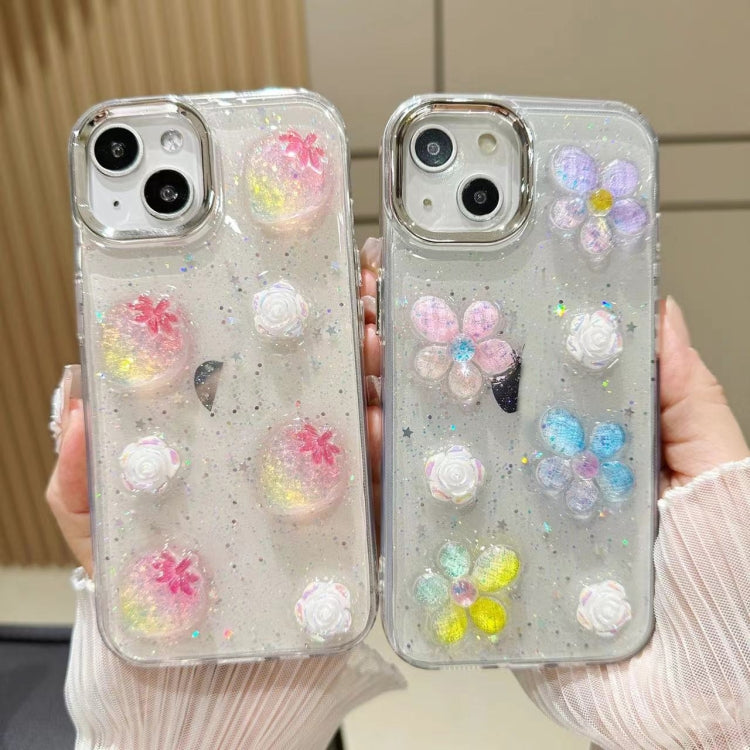 3D Flower Glitter Epoxy TPU Phone Case, Series 1