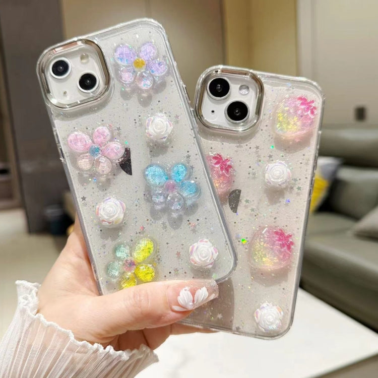 3D Flower Glitter Epoxy TPU Phone Case, Series 1