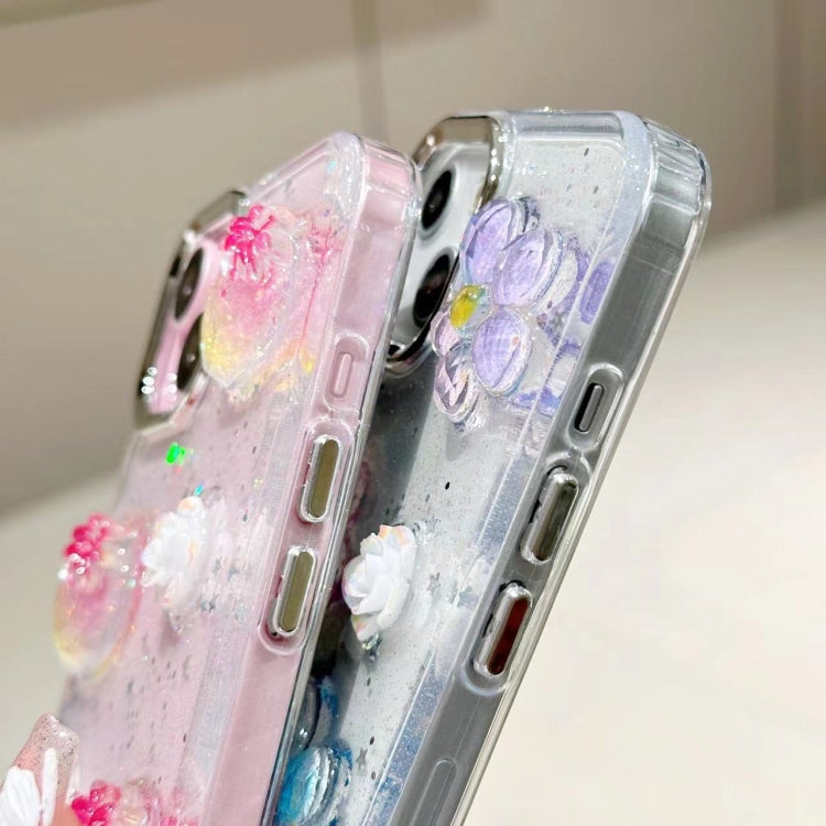 3D Flower Glitter Epoxy TPU Phone Case, Series 1