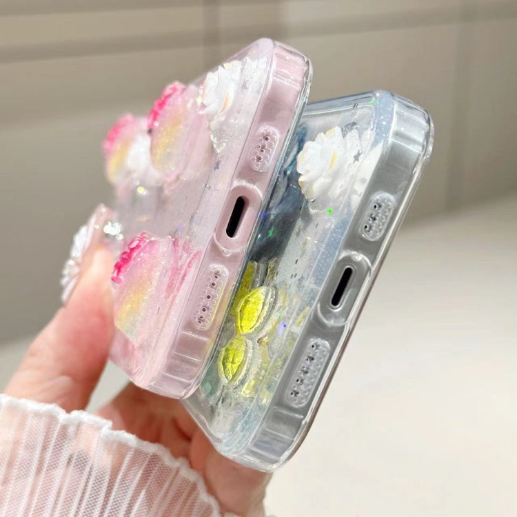 3D Flower Glitter Epoxy TPU Phone Case, Series 1