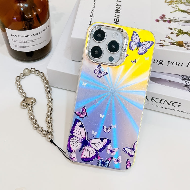 Electroplating Laser Butterfly Phone Case with Wrist Strap, Series 1