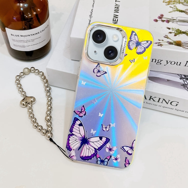 Electroplating Laser Butterfly Phone Case with Wrist Strap, Series 1