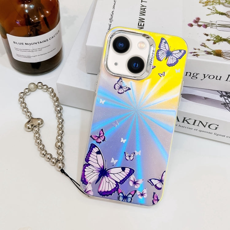 Electroplating Laser Butterfly Phone Case with Wrist Strap, Series 2