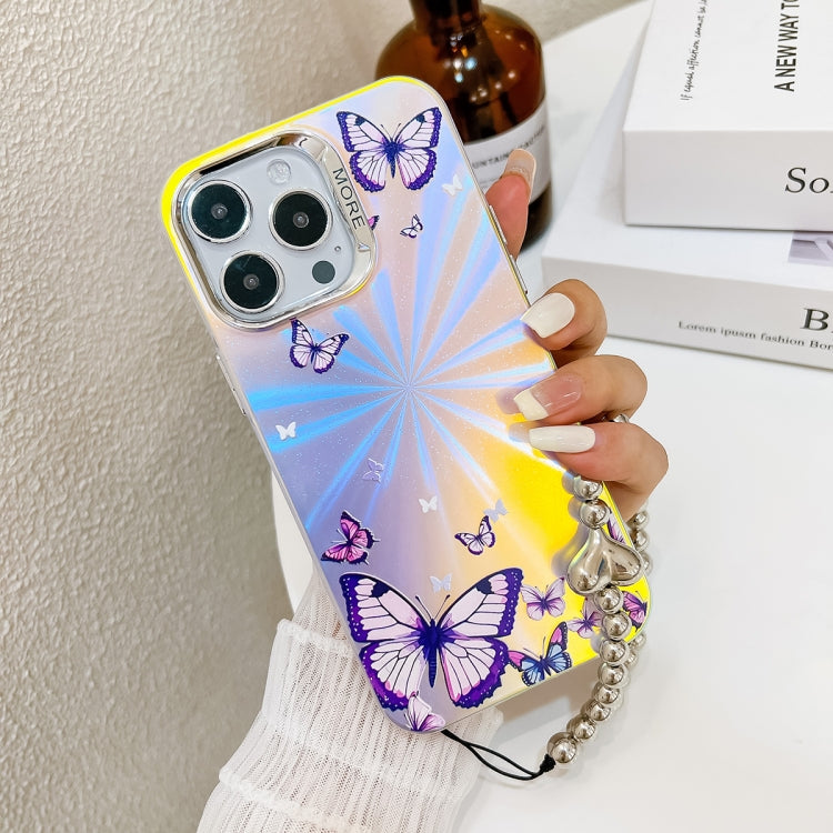 Electroplating Laser Butterfly Phone Case with Wrist Strap, Series 1