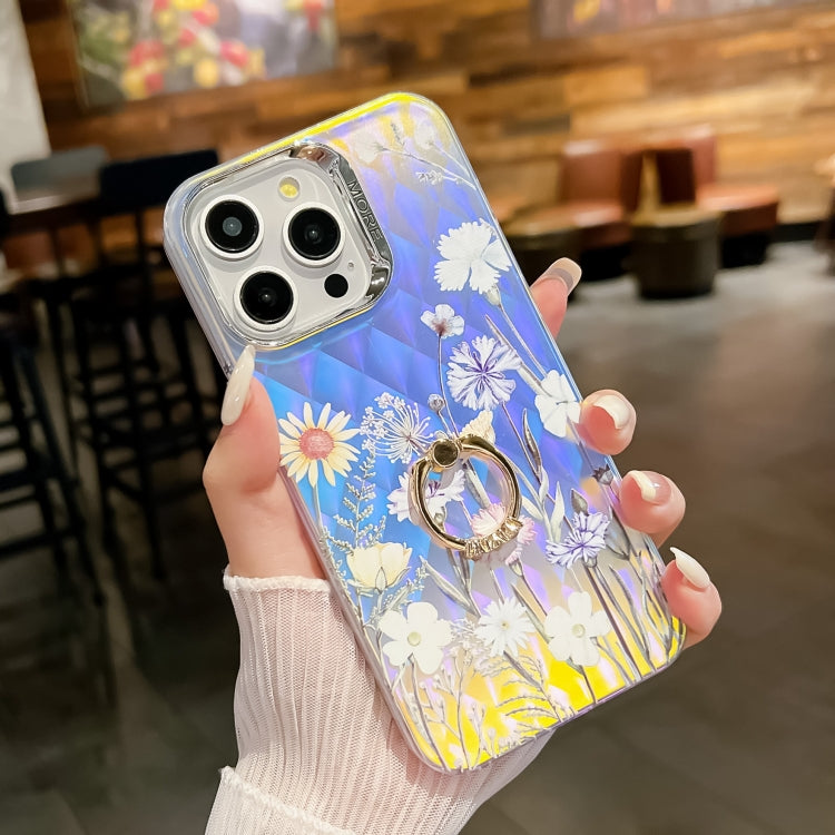 Electroplating Laser Flower Ring Holder TPU Phone Case, Series 5