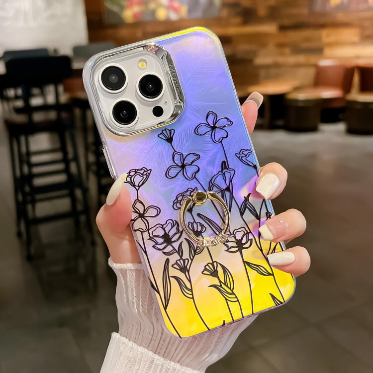 Electroplating Laser Flower Ring Holder TPU Phone Case, Series 5