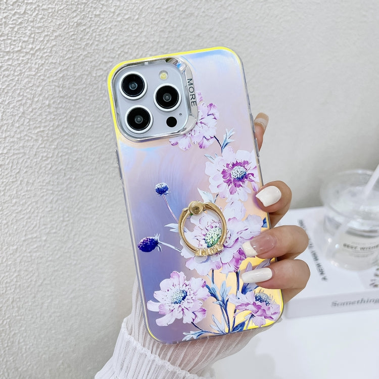 Electroplating Laser Flower Ring Holder TPU Phone Case, Series 5