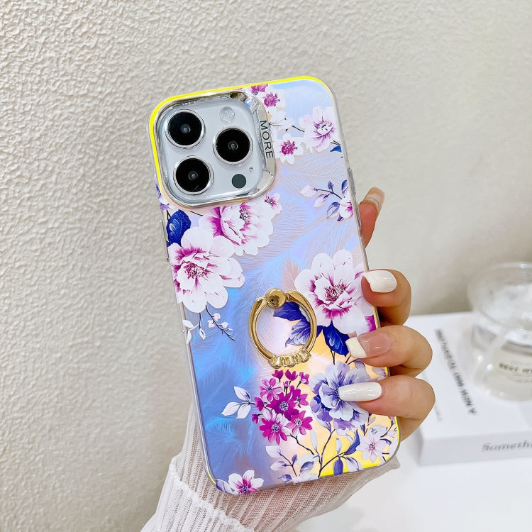 Electroplating Laser Flower Ring Holder TPU Phone Case, Series 5