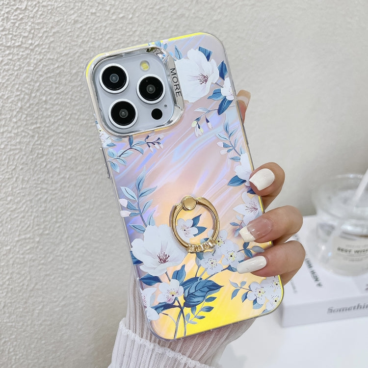 Electroplating Laser Flower Ring Holder TPU Phone Case, Series 5