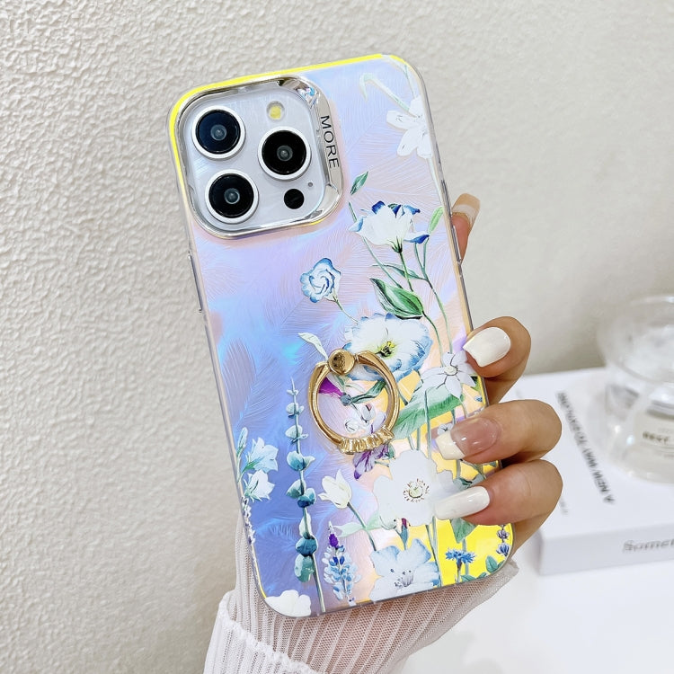 Electroplating Laser Flower Ring Holder TPU Phone Case, Series 5