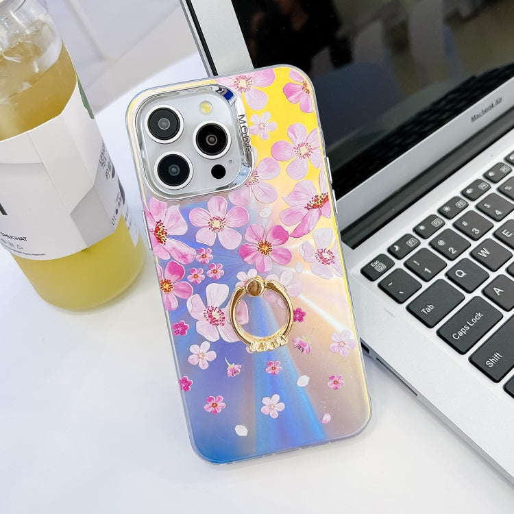 Electroplating Laser Flower Ring Holder TPU Phone Case, Series 5