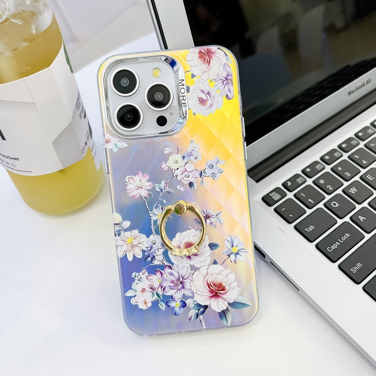 Electroplating Laser Flower Ring Holder TPU Phone Case, Series 5