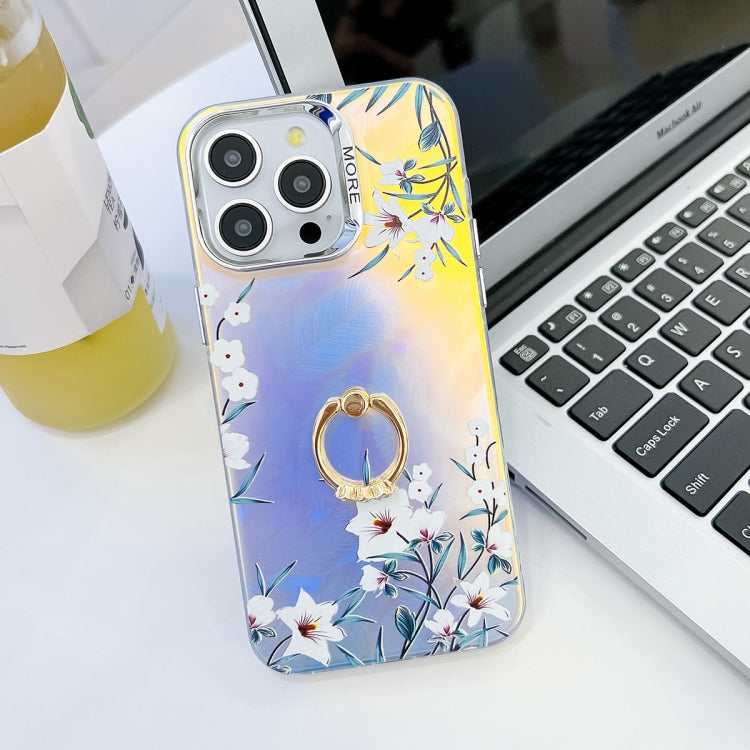 Electroplating Laser Flower Ring Holder TPU Phone Case, Series 5