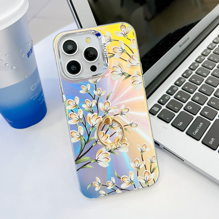 Electroplating Laser Flower Ring Holder TPU Phone Case, Series 5