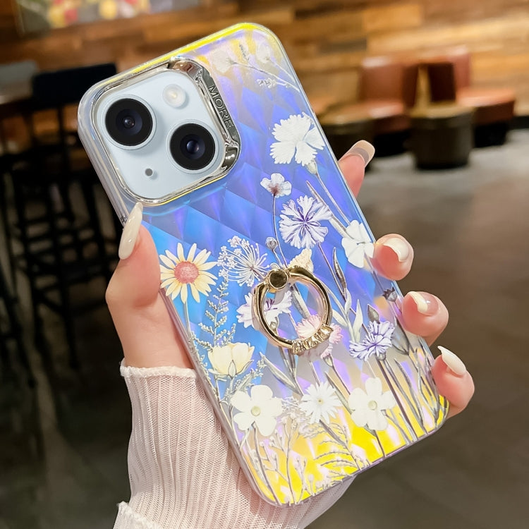 Electroplating Laser Flower Ring Holder TPU Phone Case, Series 3