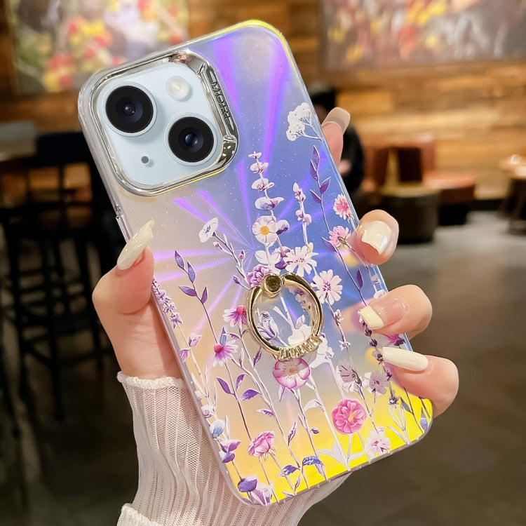 Electroplating Laser Flower Ring Holder TPU Phone Case, Series 3