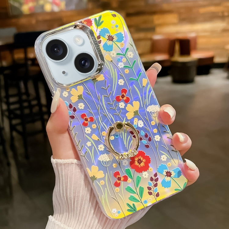 Electroplating Laser Flower Ring Holder TPU Phone Case, Series 3