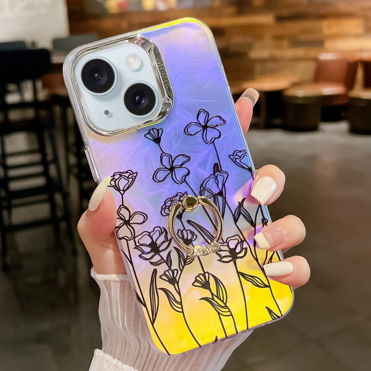 Electroplating Laser Flower Ring Holder TPU Phone Case, Series 3