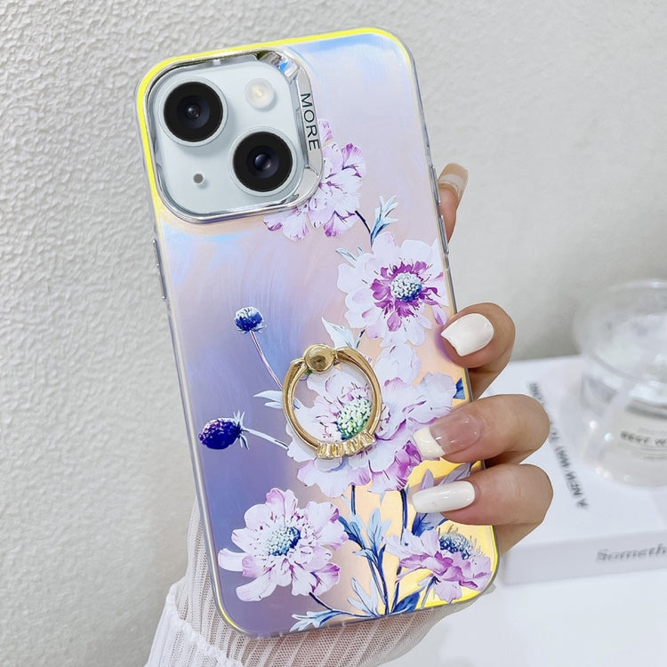 Electroplating Laser Flower Ring Holder TPU Phone Case, Series 3