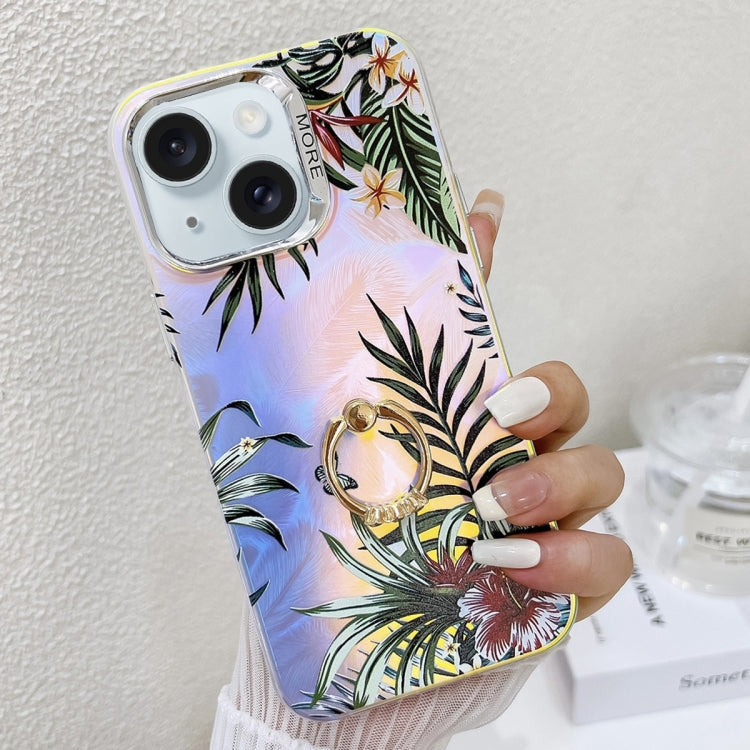 Electroplating Laser Flower Ring Holder TPU Phone Case, Series 3