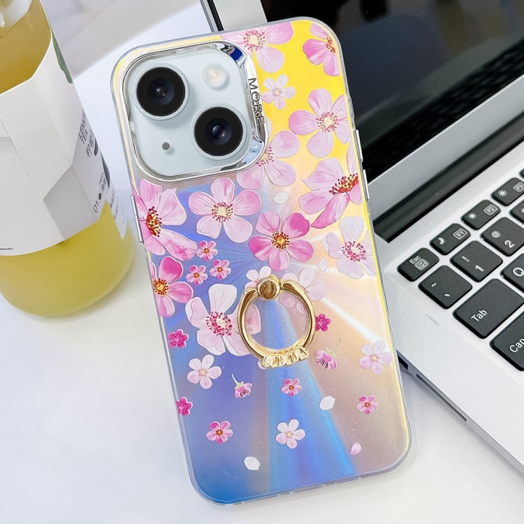 Electroplating Laser Flower Ring Holder TPU Phone Case, Series 3