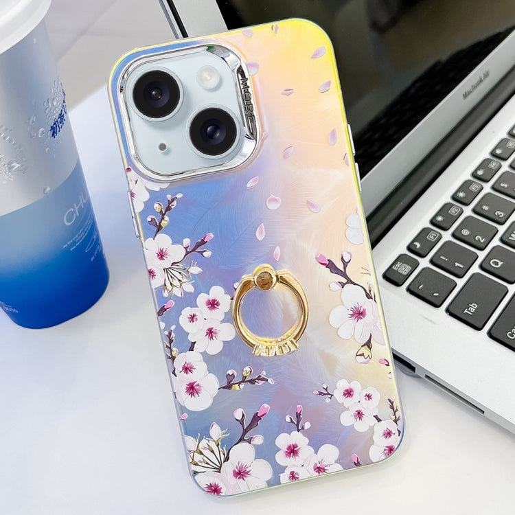 Electroplating Laser Flower Ring Holder TPU Phone Case, Series 3