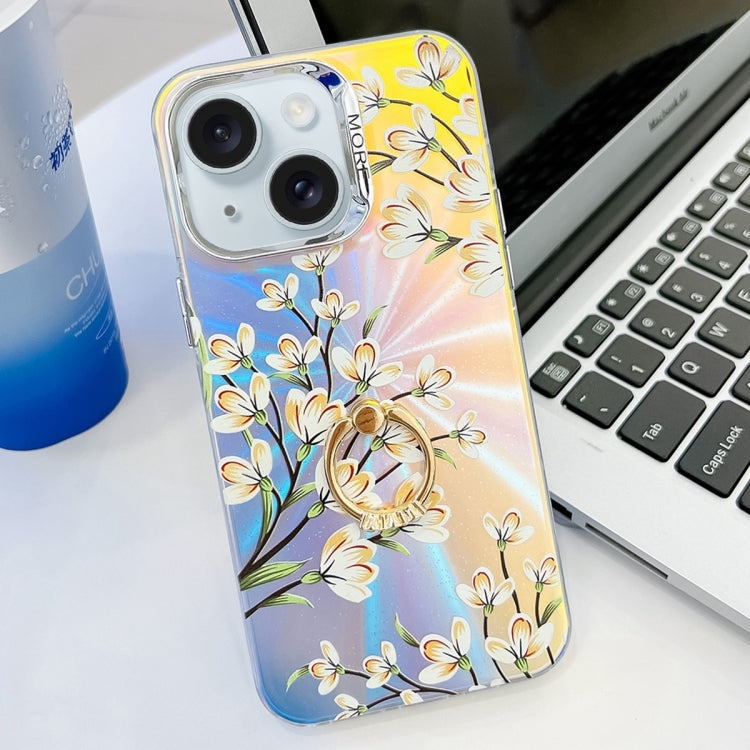 Electroplating Laser Flower Ring Holder TPU Phone Case, Series 3