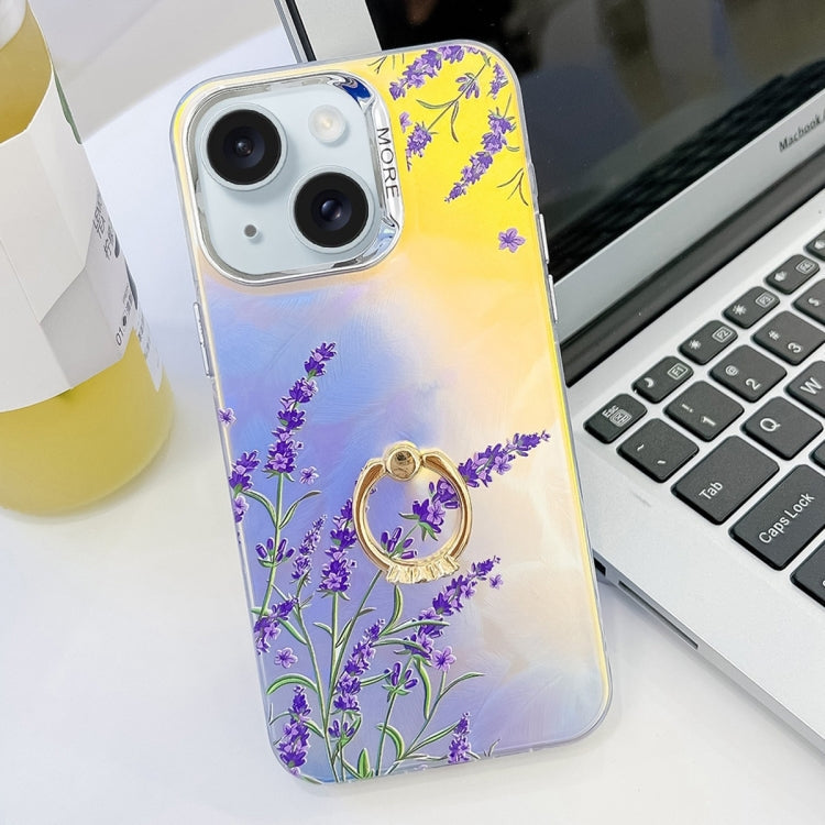 Electroplating Laser Flower Ring Holder TPU Phone Case, Series 3