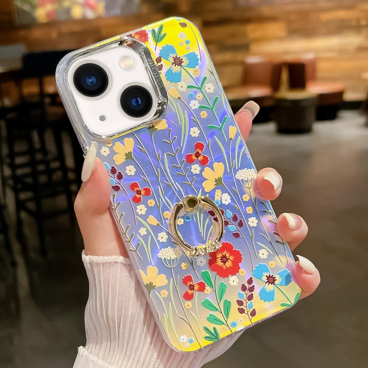 Electroplating Laser Flower Ring Holder TPU Phone Case, Series 8