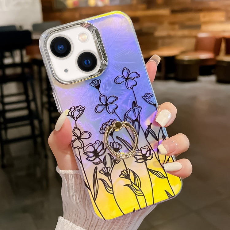 Electroplating Laser Flower Ring Holder TPU Phone Case, Series 8