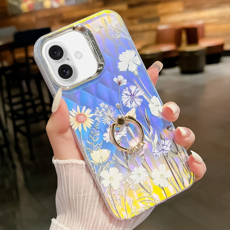 Electroplating Laser Flower Ring Holder TPU Phone Case, Series 2