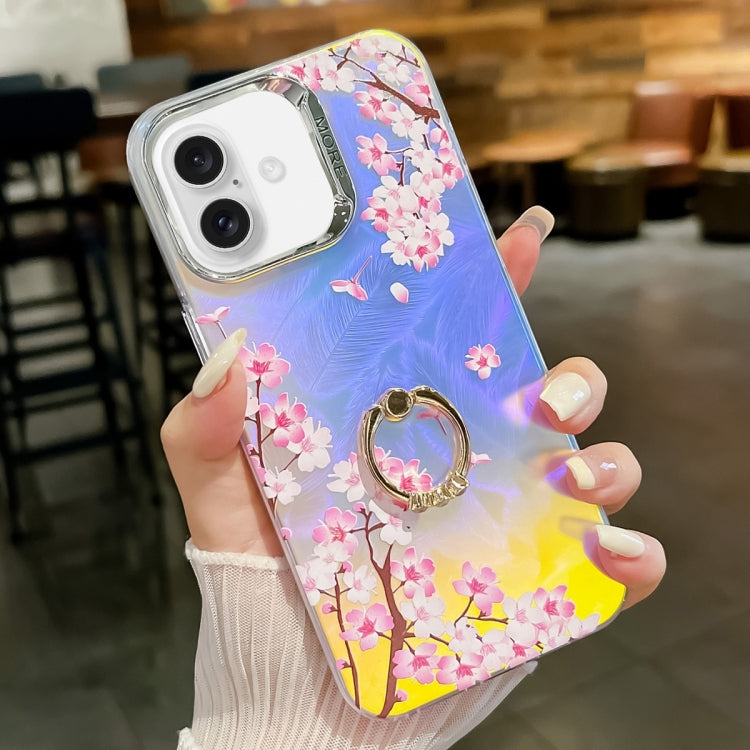 Electroplating Laser Flower Ring Holder TPU Phone Case, Series 2