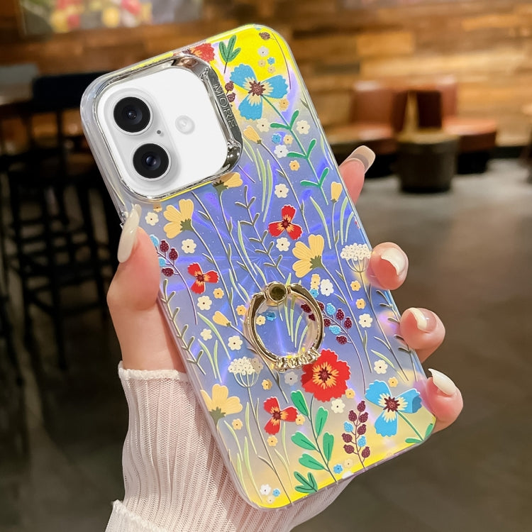 Electroplating Laser Flower Ring Holder TPU Phone Case, Series 2