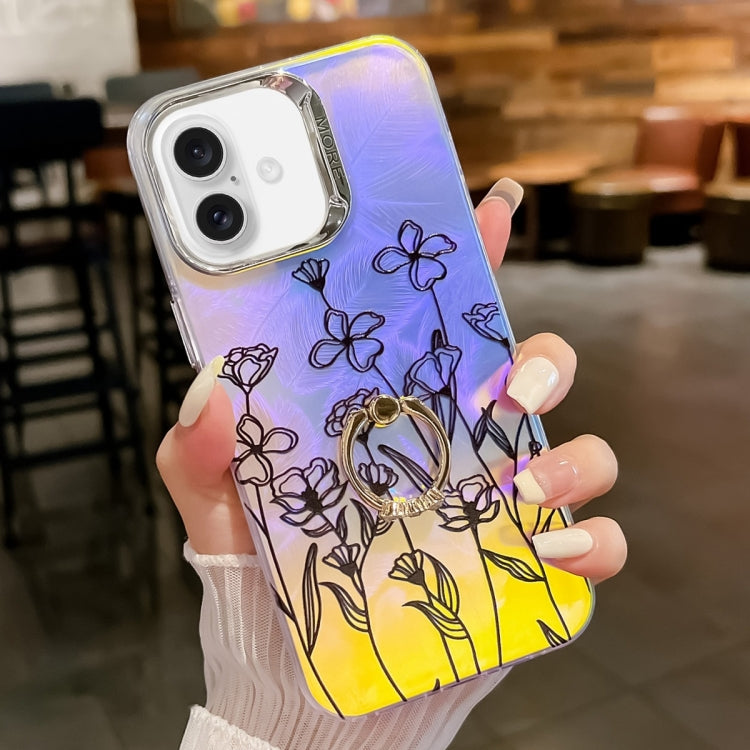 Electroplating Laser Flower Ring Holder TPU Phone Case, Series 2