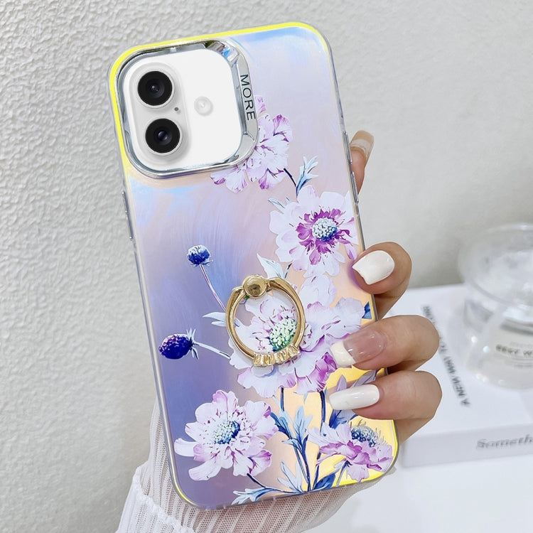 Electroplating Laser Flower Ring Holder TPU Phone Case, Series 2