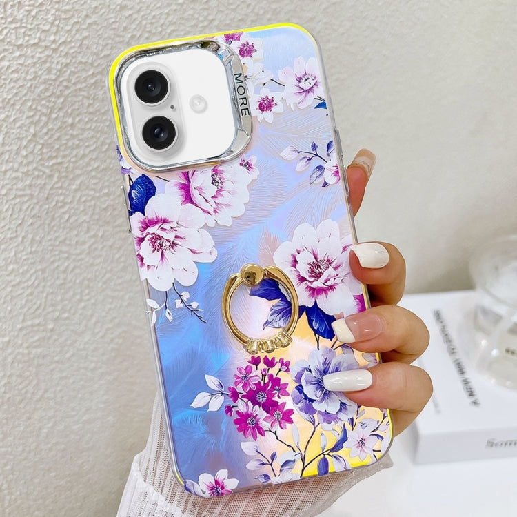 Electroplating Laser Flower Ring Holder TPU Phone Case, Series 2