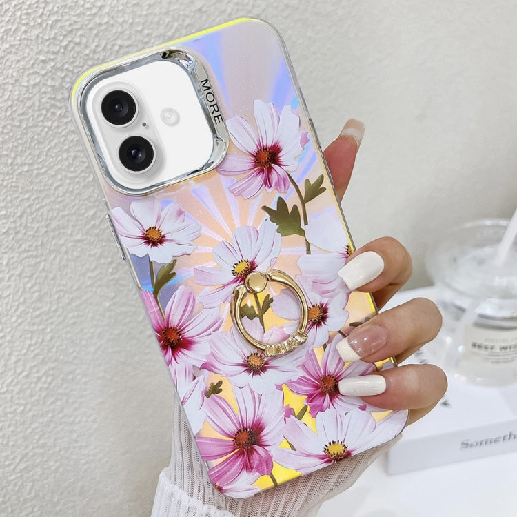 Electroplating Laser Flower Ring Holder TPU Phone Case, Series 2